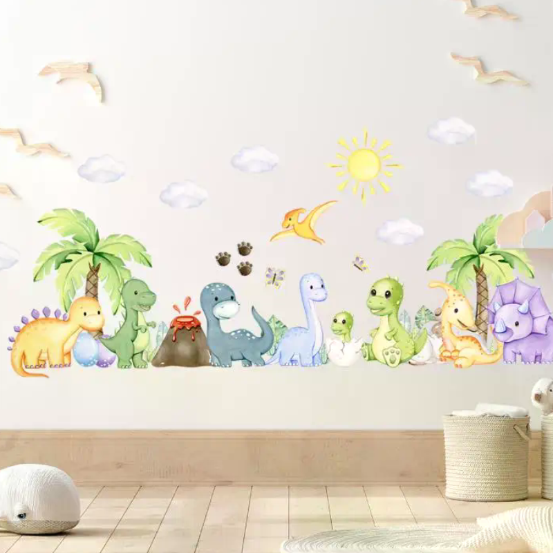 Baby Nursery Labels - New Cartoon Cute Dinosaur Wall Stickers