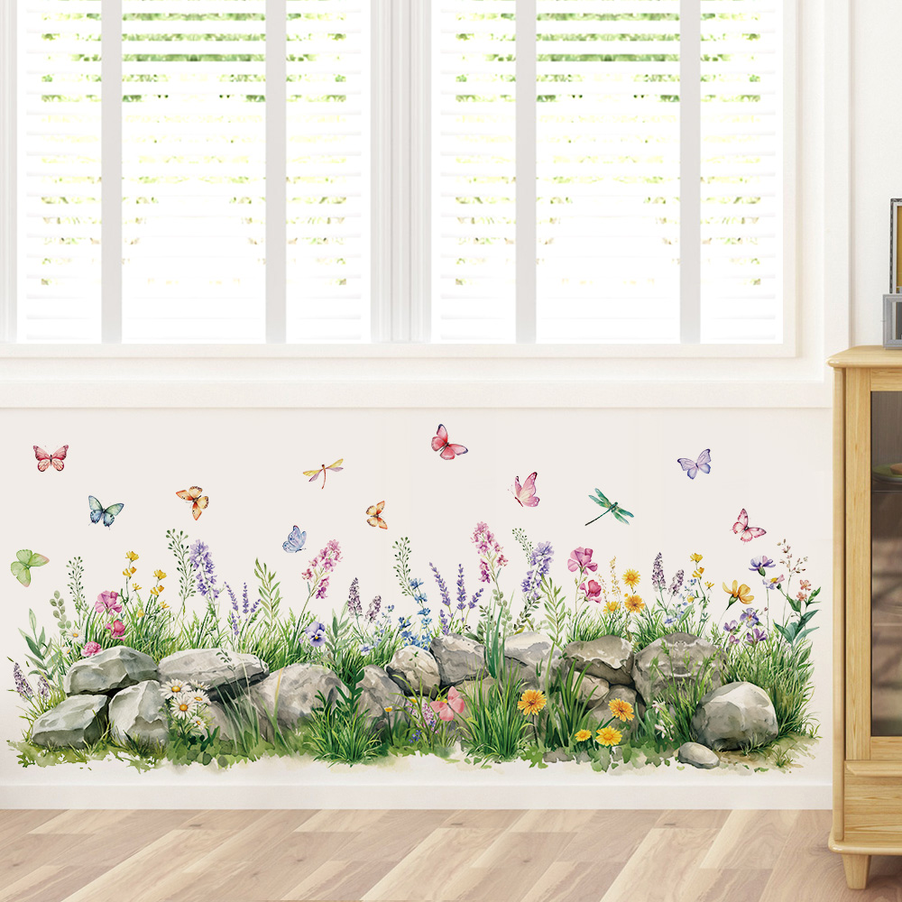 Baby Nursery Pictures - Stones and Flowers Watercolor Wall Stickers