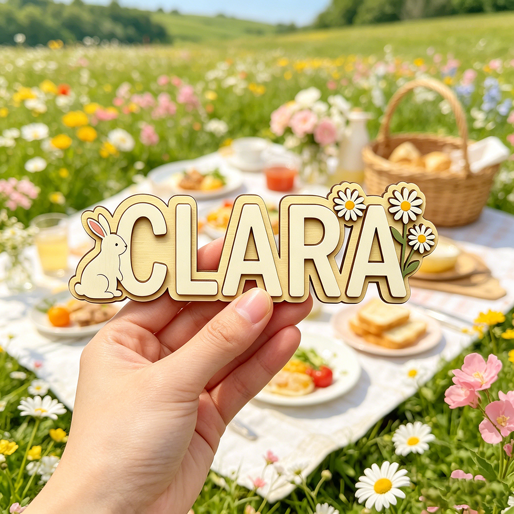 Baby Nursery Name - Custom Bunny & Daisy Kids Name