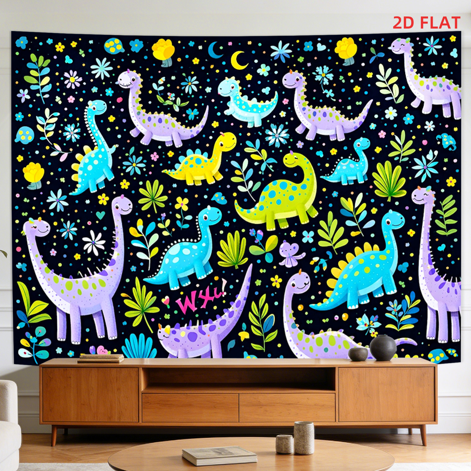 Baby Nursery Pictures - Vibrant Dinosaur Tapestry Kids Room Nursery