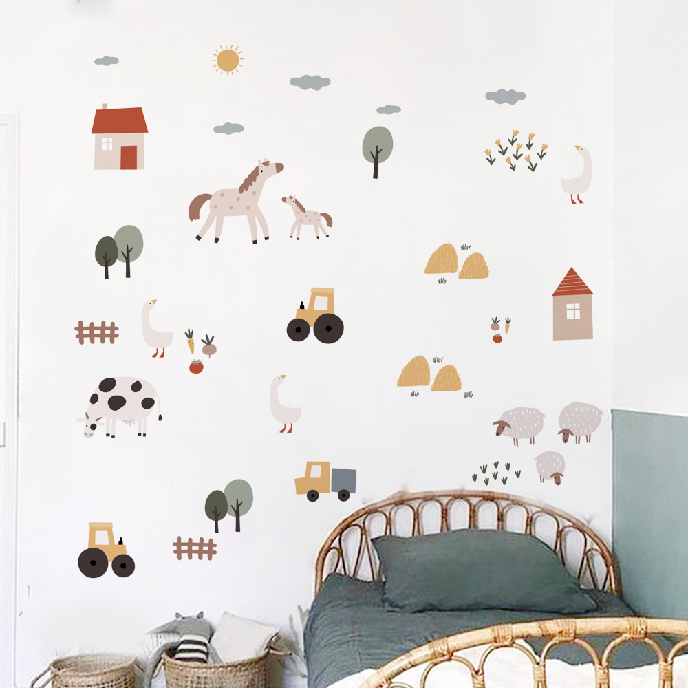 Baby Nursery Products - Boho Cartoon Cute Cows Farm Animal