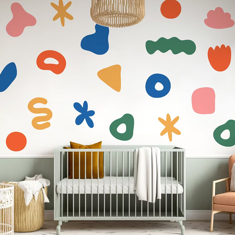 Baby Nursery Pictures - Creative Multicolored Shape Wall Stickers for