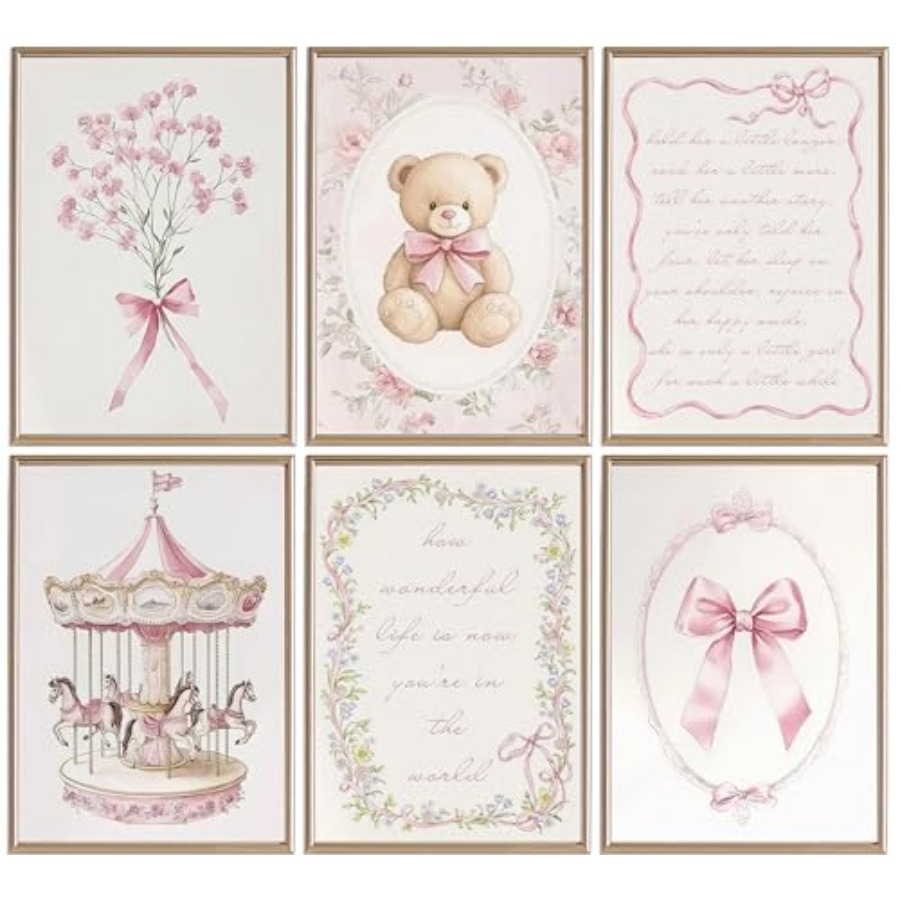 Baby Nursery Vintage - 6pcs Pink Vintage Baby Girl Nursery