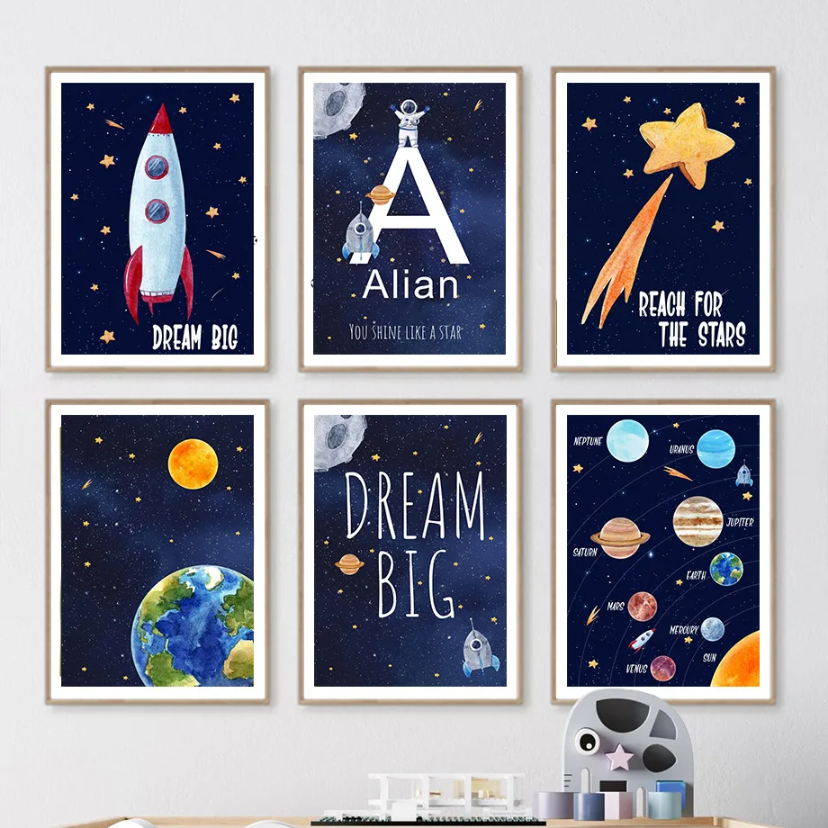 Baby Nursery Wall - 1pc Canvas painting Custom Name Kids