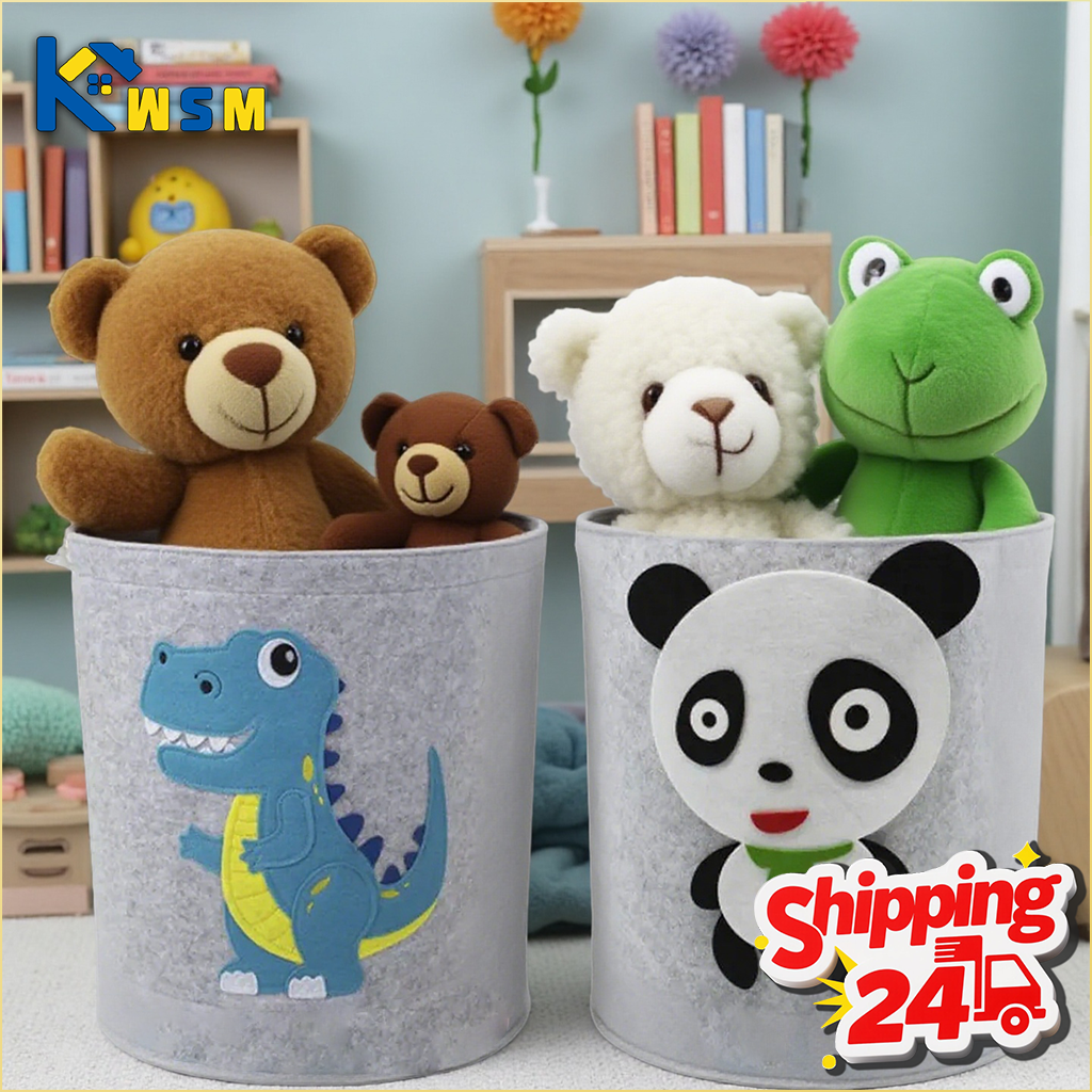 Baby Nursery Organiser - Panda Dinosaur Baby Storage Basket Felt