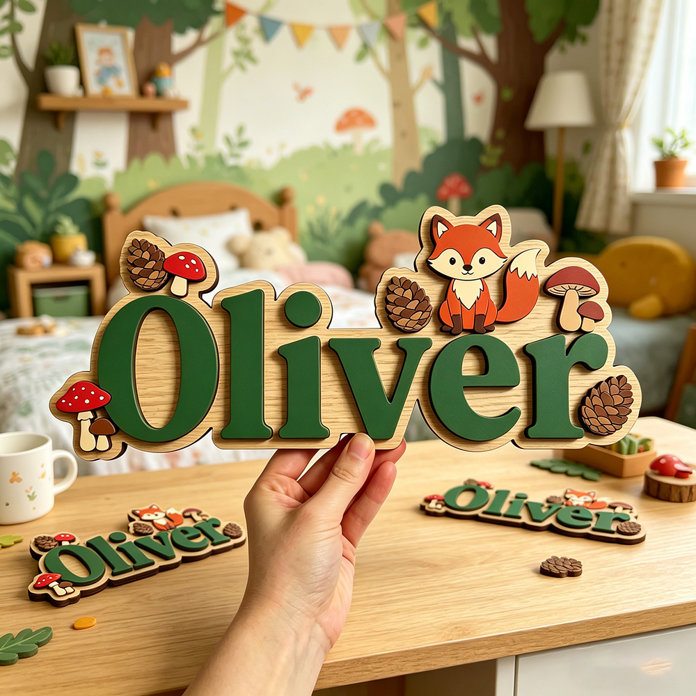 Baby Nursery Products - Whimsical Woodland Fox Custom Name Plaque