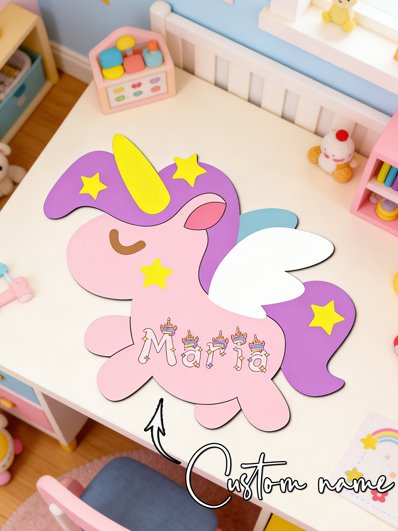 Custom Unicorn Wooden Name Sig - Baby Nursery Wall avis et prix