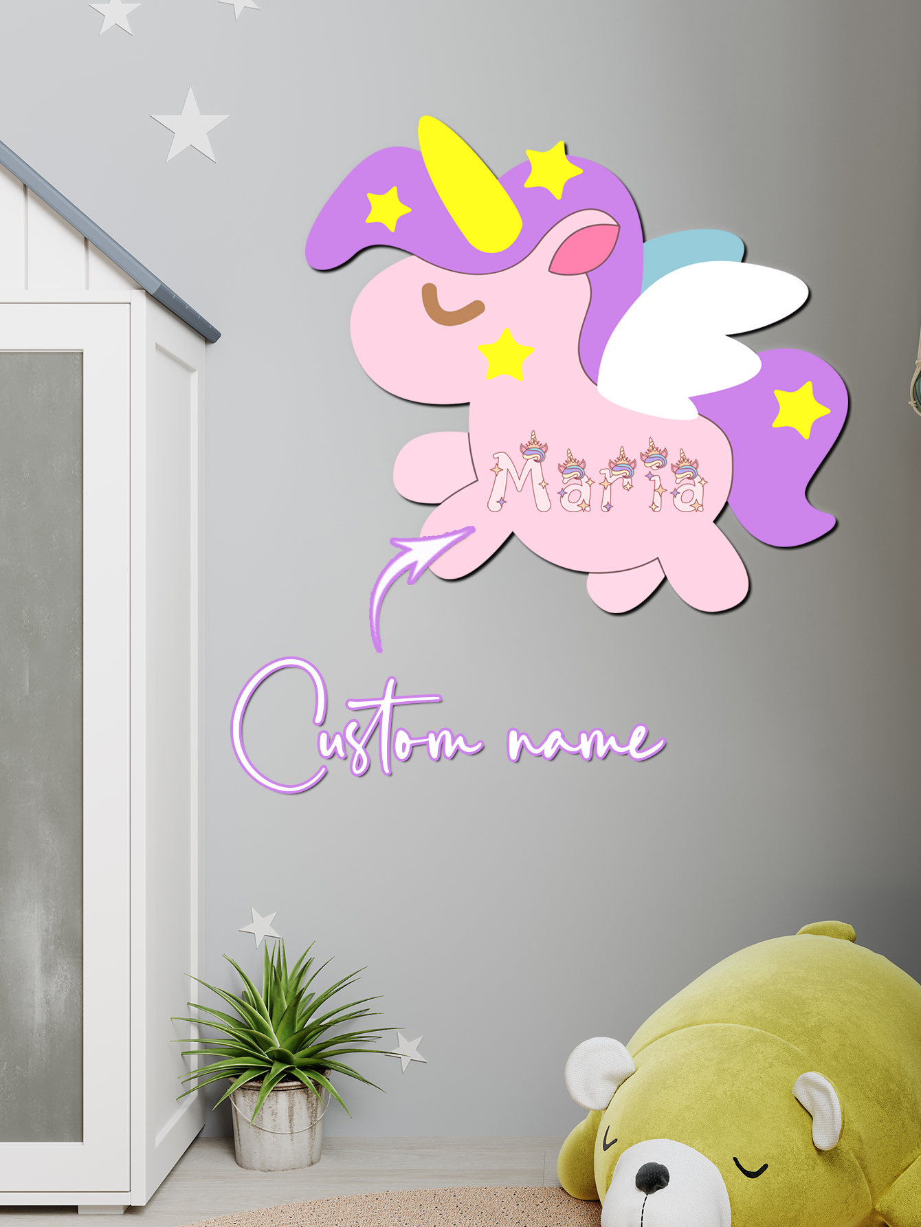 Custom Unicorn Wooden Name Sig - Baby Nursery Wall avis et prix