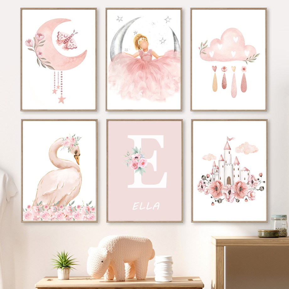 Pink Angel Girl Sun Moon Cloud - Baby Nursery Pictures avis et prix