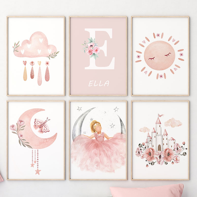 Pink Angel Girl Sun Moon Cloud - Baby Nursery Pictures avis et prix
