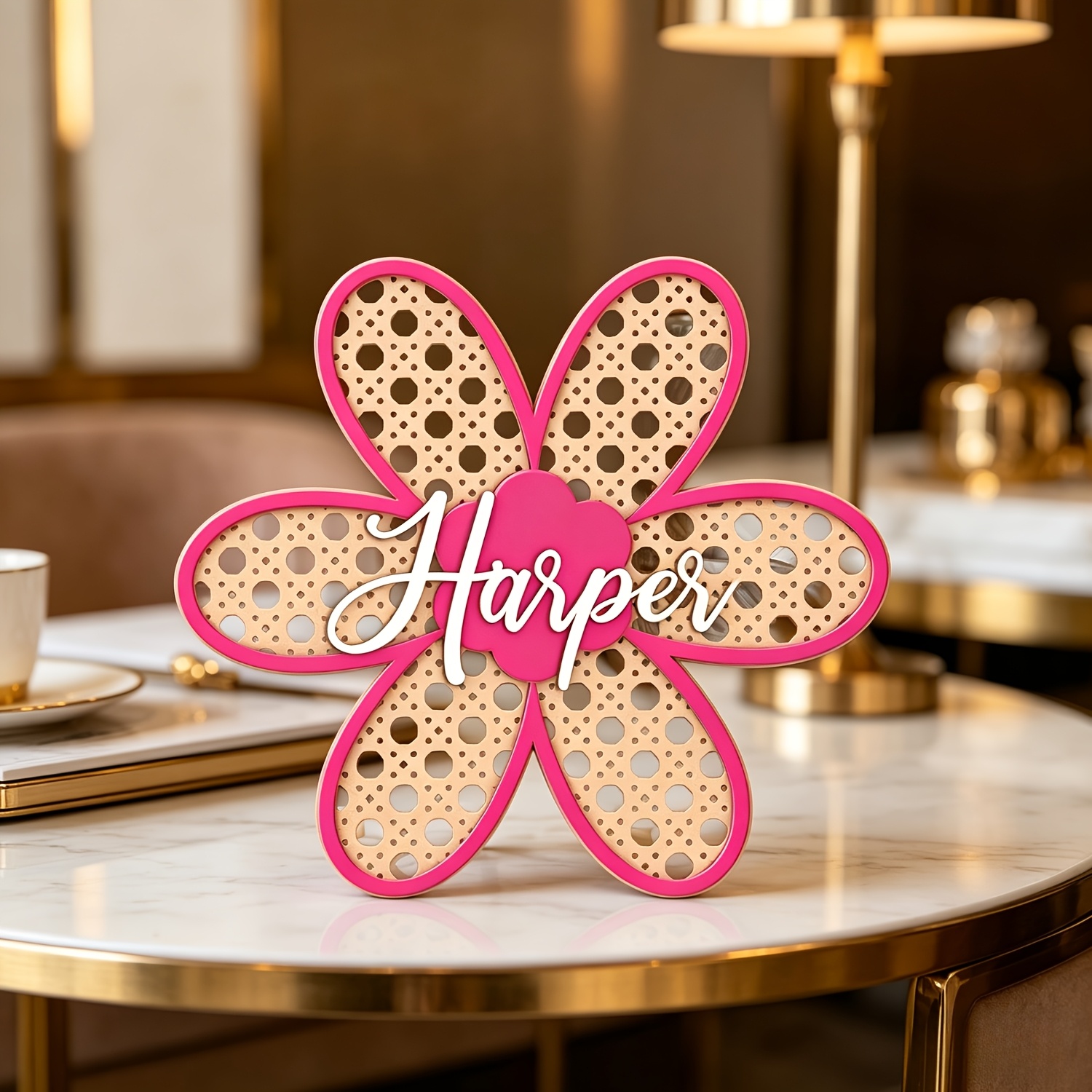 Personalized Boho Rattan Flowe - Baby Nursery Name avis et prix