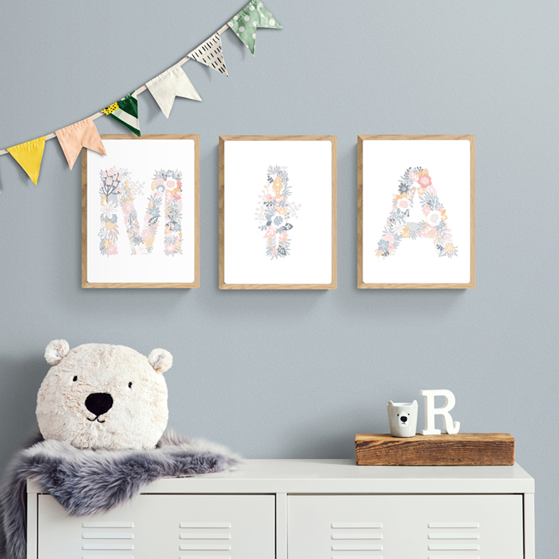 1PC frameless Floral Alphabet  - Baby Nursery Wall avis et prix