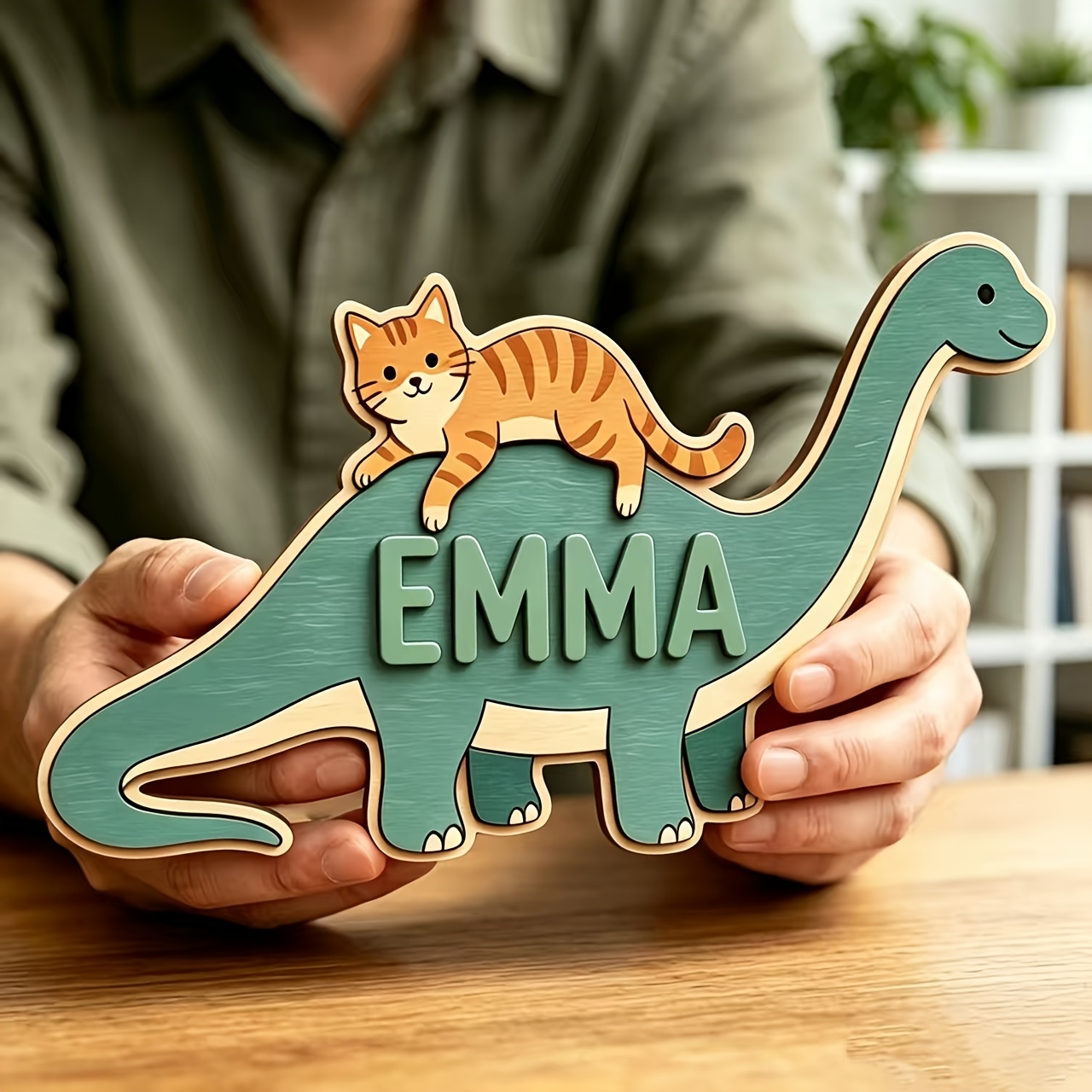 Personalized Cat Riding Dinosa - Baby Nursery Name avis et prix