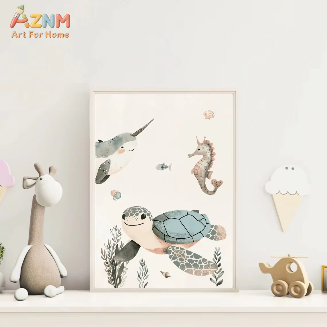 AZNM Watercolor Cute Ocean Ani - Baby Nursery Wall avis et prix