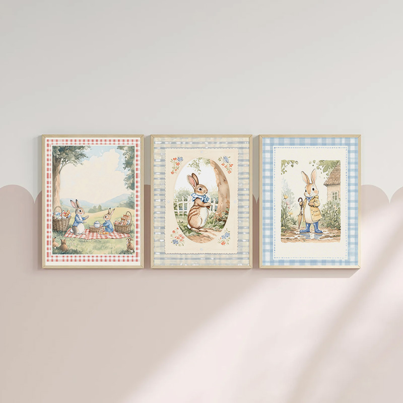 Vintage Boho Blue Plaid Rabbit - Baby Nursery Vintage avis et prix