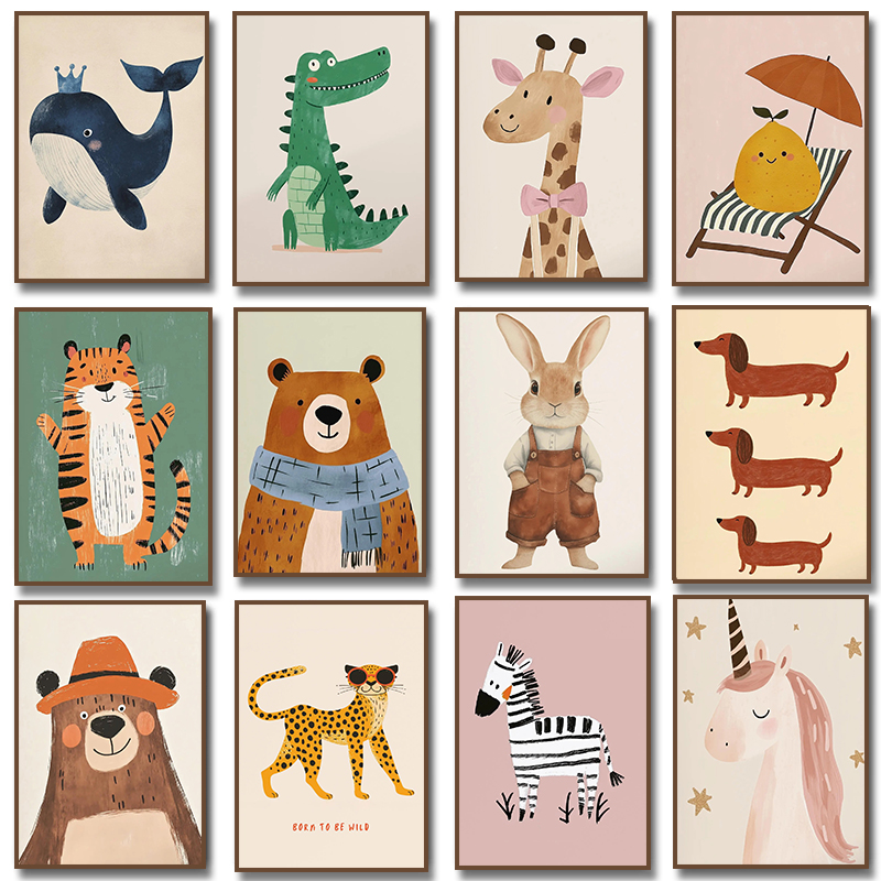 Cute Animal Illustration Poste - Baby Nursery Pictures avis et prix