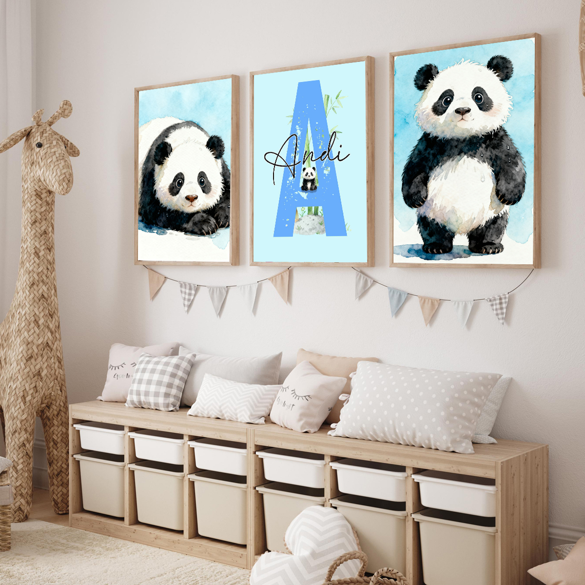 3pcs Personalized Panda Nurser - Baby Nursery Wall avis et prix