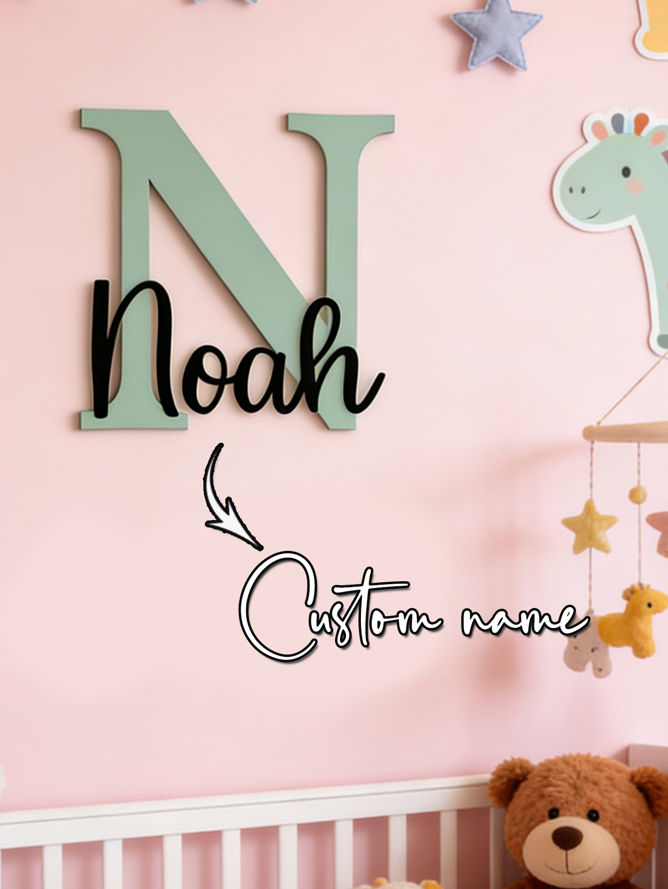 Custom Name Cloud Shaped Woode - Baby Nursery Wall avis et prix