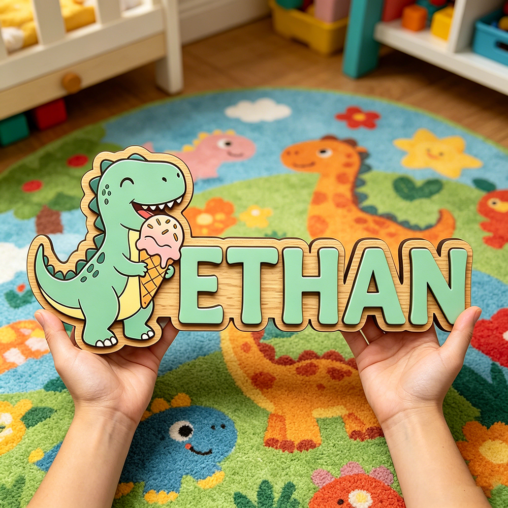 Whimsical Ice Cream Dinosaur C - Baby Nursery Name avis et prix