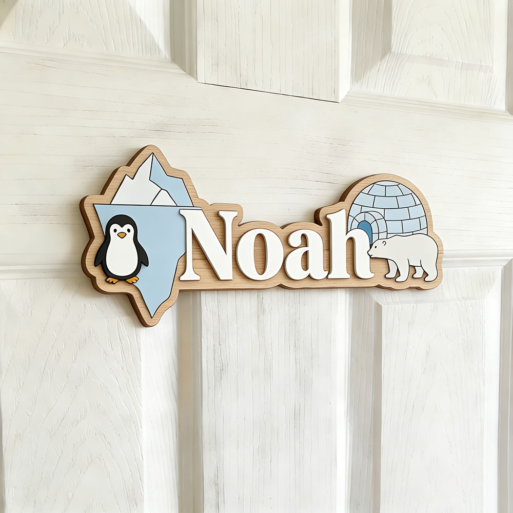 Arctic Penguin & Polar Bear Cu - Baby Nursery Name avis et prix