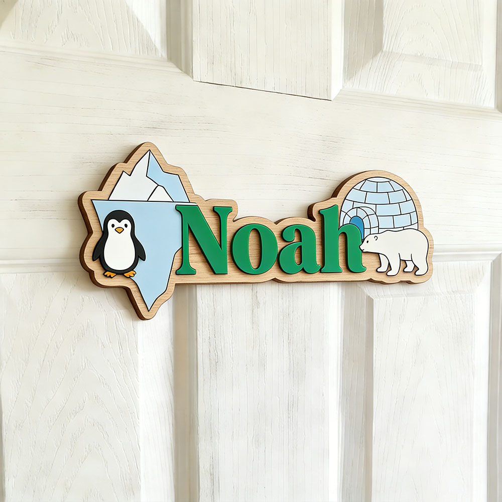 Arctic Penguin & Polar Bear Cu - Baby Nursery Name avis et prix