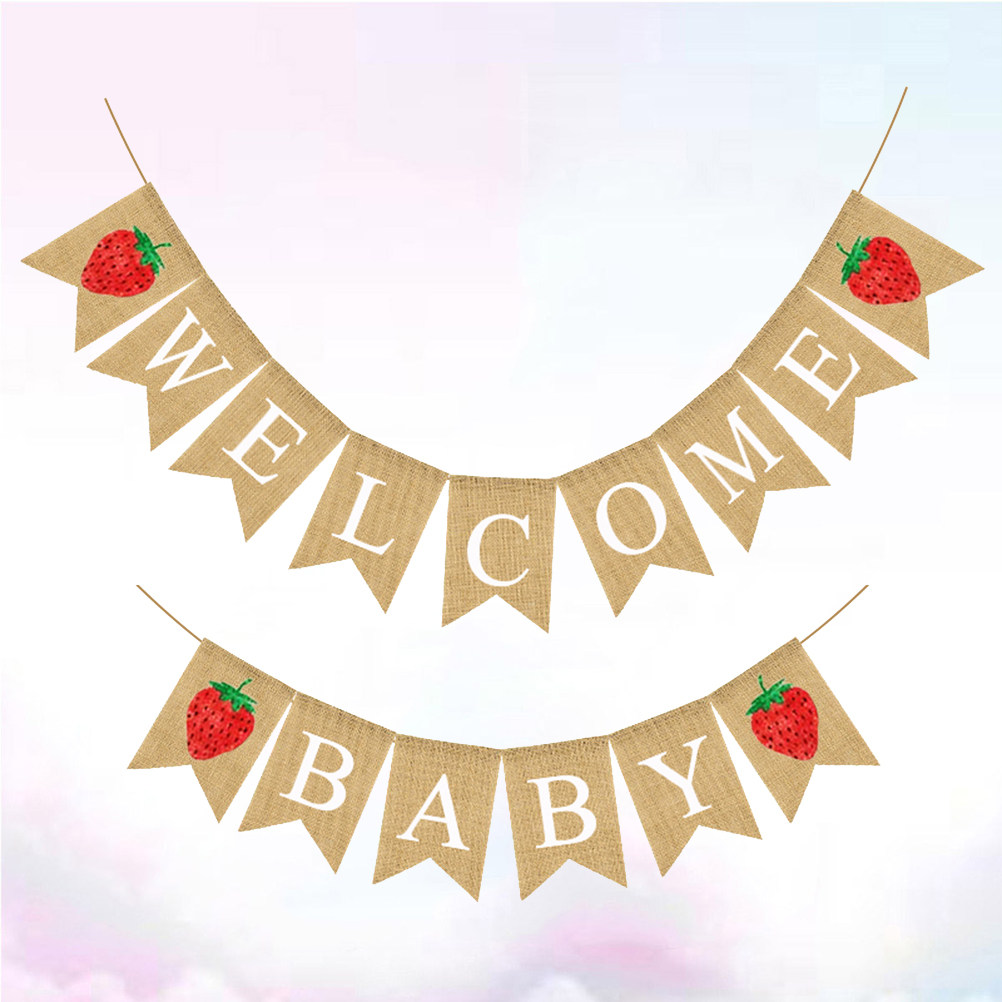 Baby Shower Linen Banner Straw - Baby Nursery Garland avis et prix