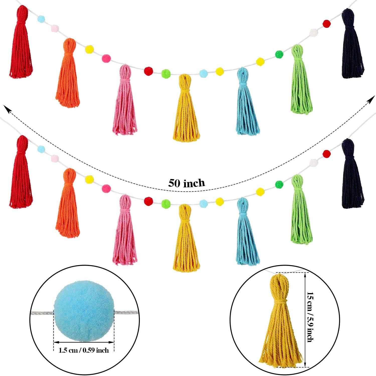 3 Pcs Colorful Rainbow Boho Ta - Baby Nursery Garland avis et prix