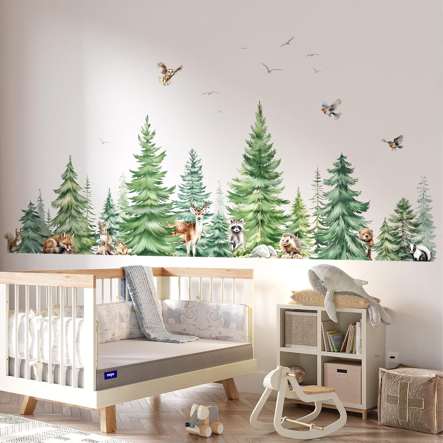 Large Watercolor Pine Tree Ani - Baby Nursery Products avis et prix