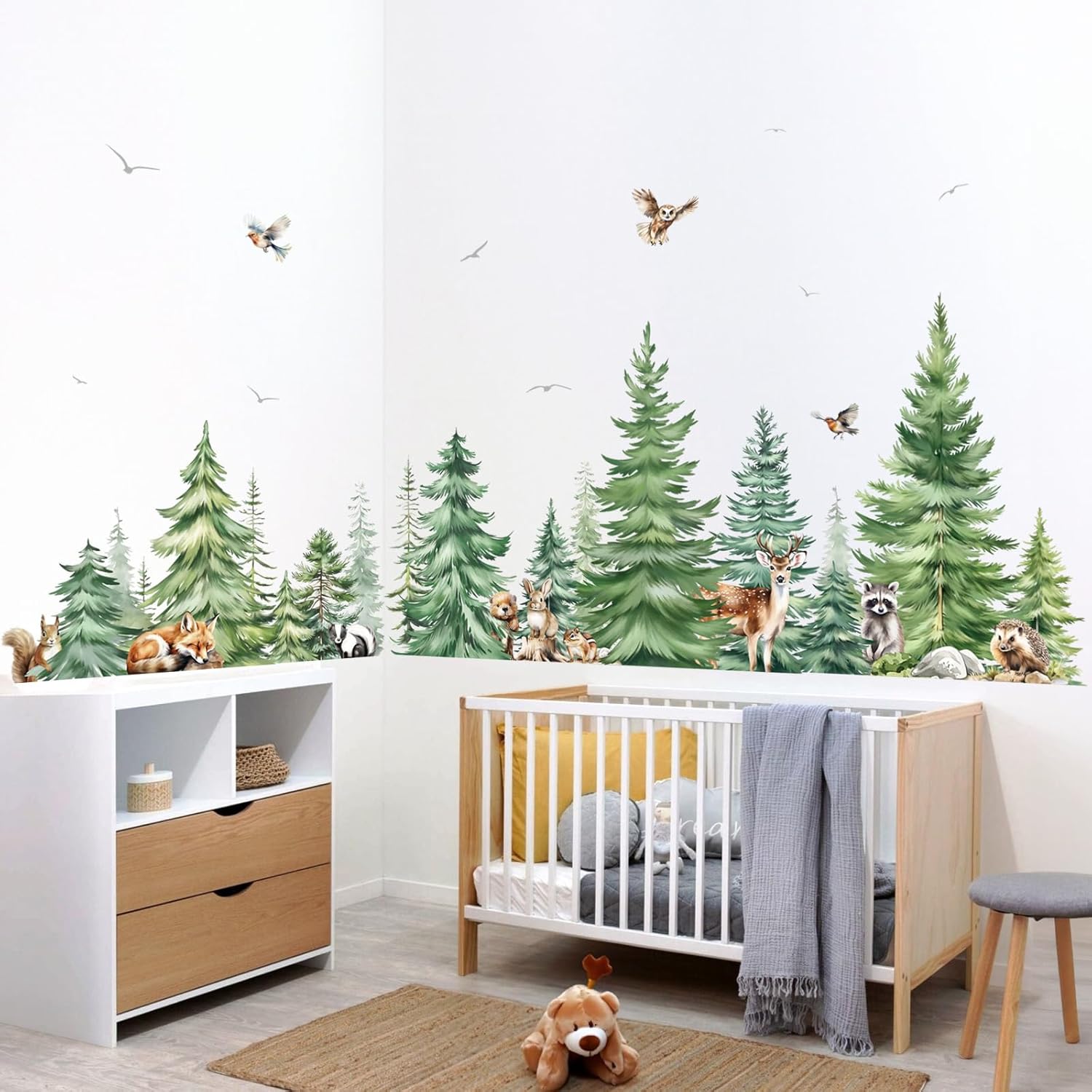 Large Watercolor Pine Tree Ani - Baby Nursery Products avis et prix