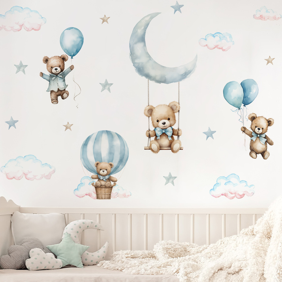Watercolor Bear Hot Air Balloo - Baby Nursery Products avis et prix