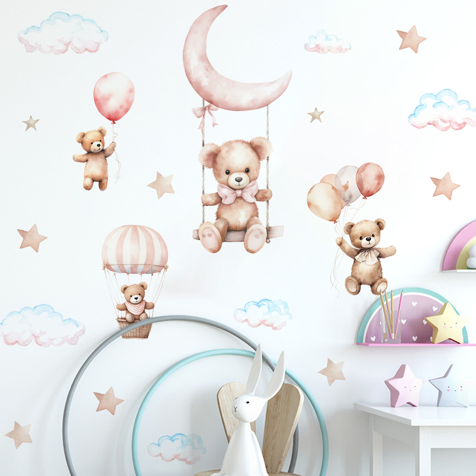 Watercolor Bear Hot Air Balloo - Baby Nursery Products avis et prix
