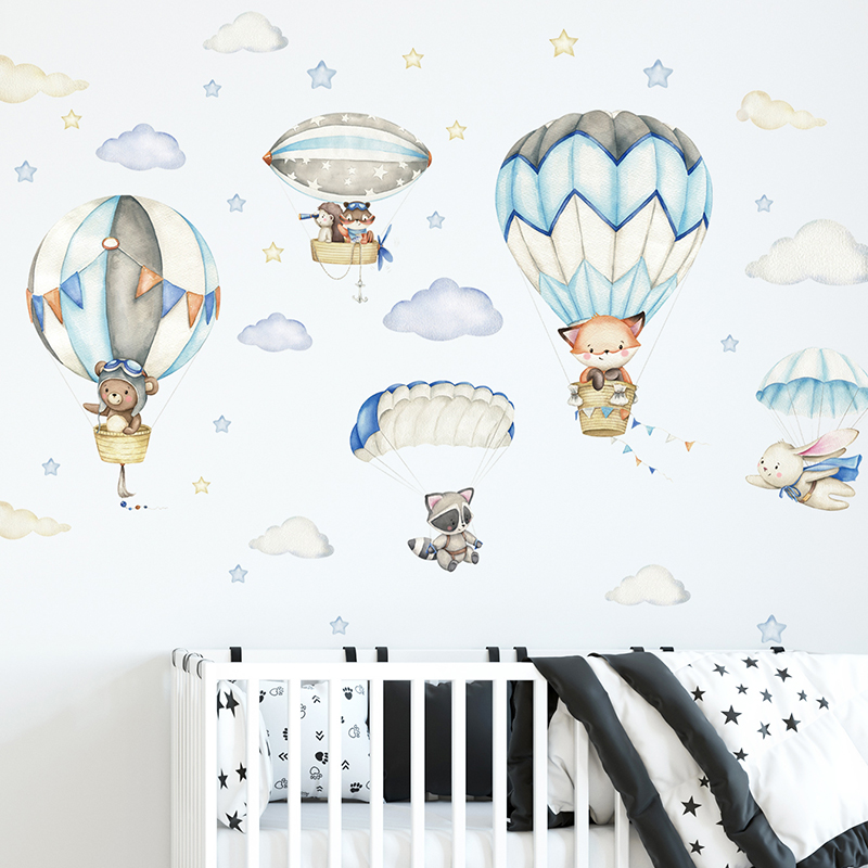 Cartoon Cute Animals Hot Air B - Baby Nursery Products avis et prix