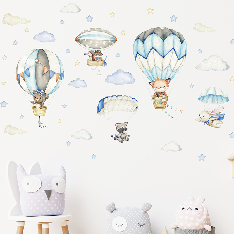 Cartoon Cute Animals Hot Air B - Baby Nursery Products avis et prix