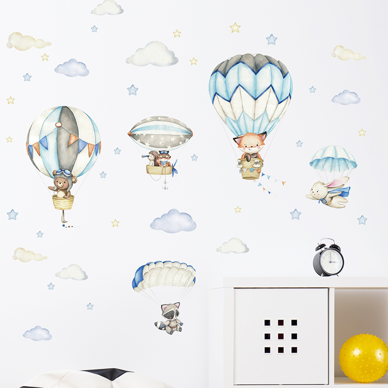 Cartoon Cute Animals Hot Air B - Baby Nursery Products avis et prix