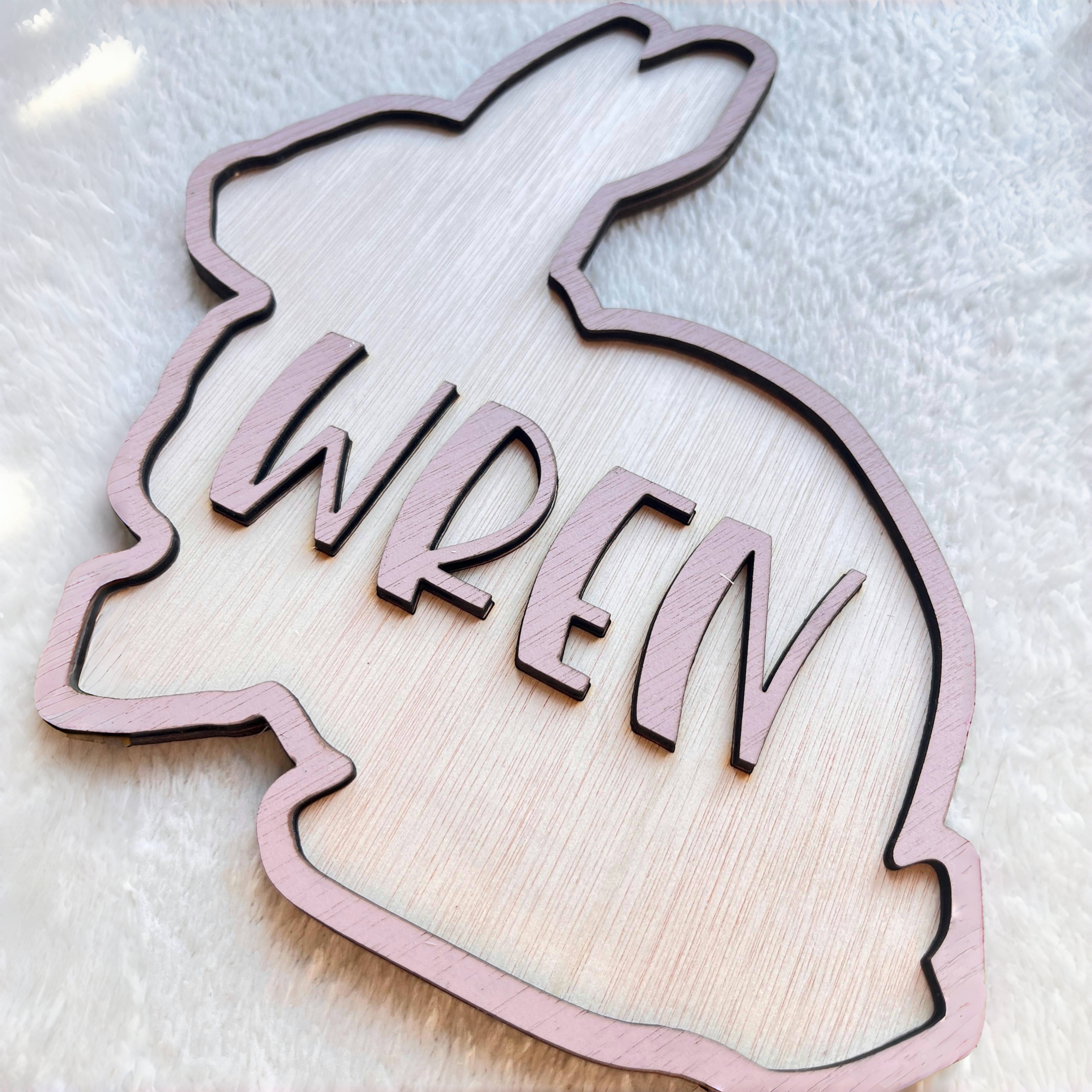 Personalized Bunny Name Wooden - Baby Nursery Wall avis et prix