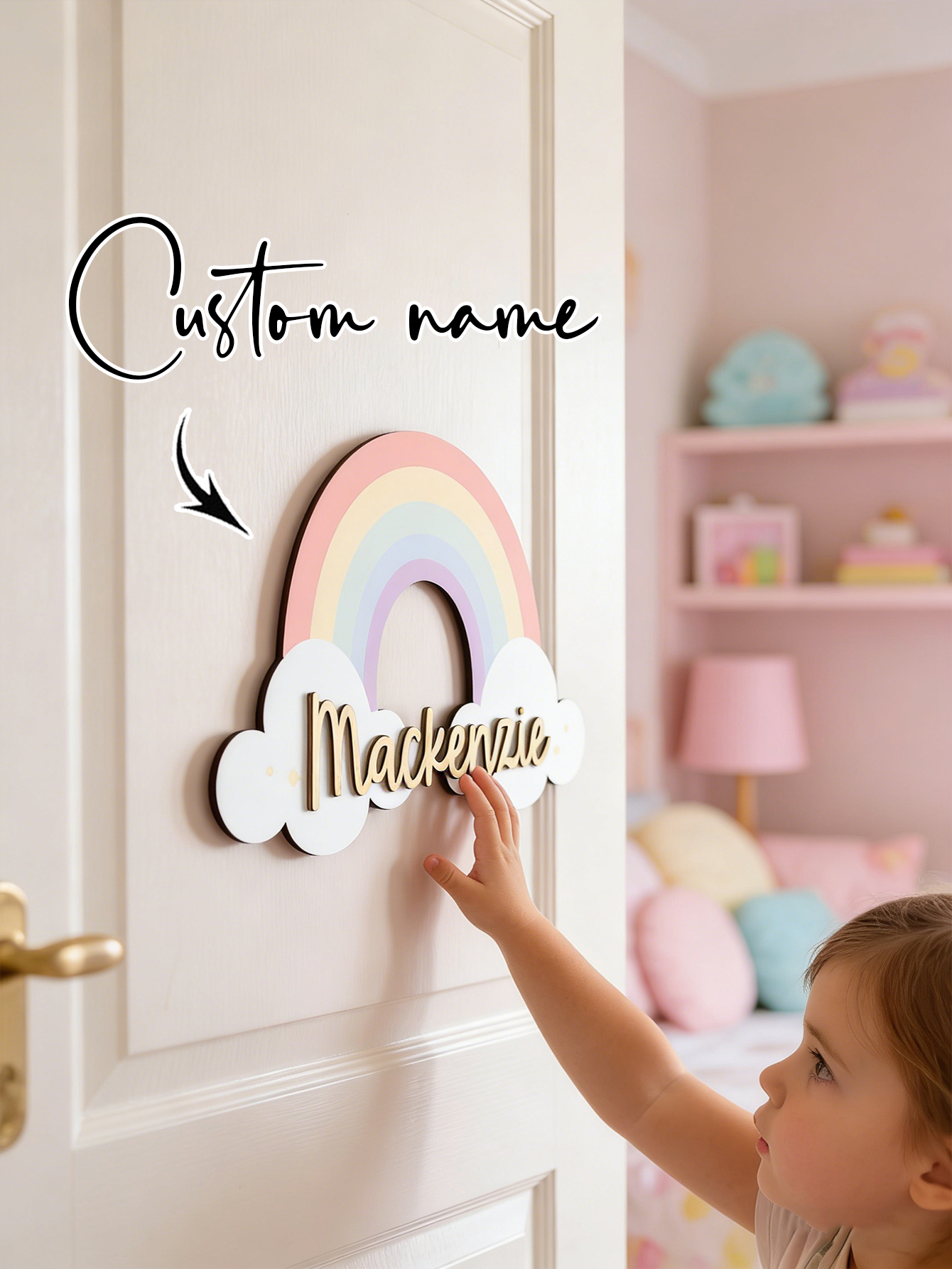Custom Pastel Rainbow Cloud Wo - Baby Nursery Name avis et prix