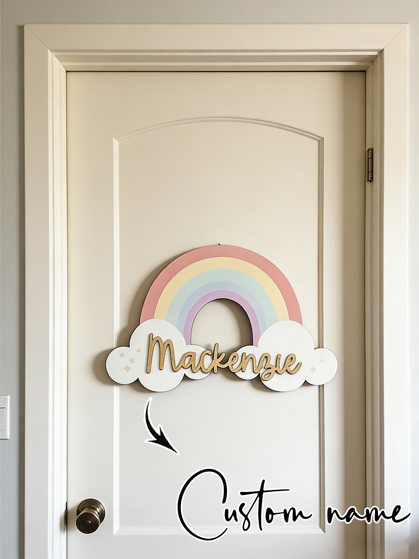 Custom Pastel Rainbow Cloud Wo - Baby Nursery Name avis et prix