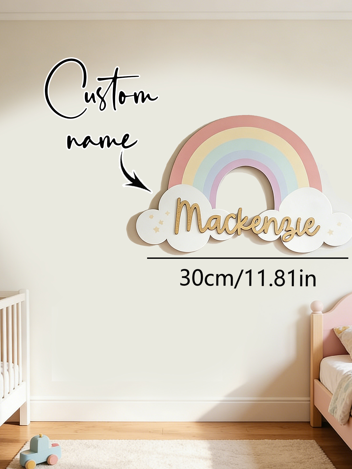 Custom Pastel Rainbow Cloud Wo - Baby Nursery Name avis et prix