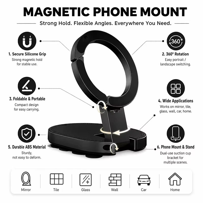 3 In1 Magnetic Foldable Phone  - Mobile Hanger Arm avis et prix