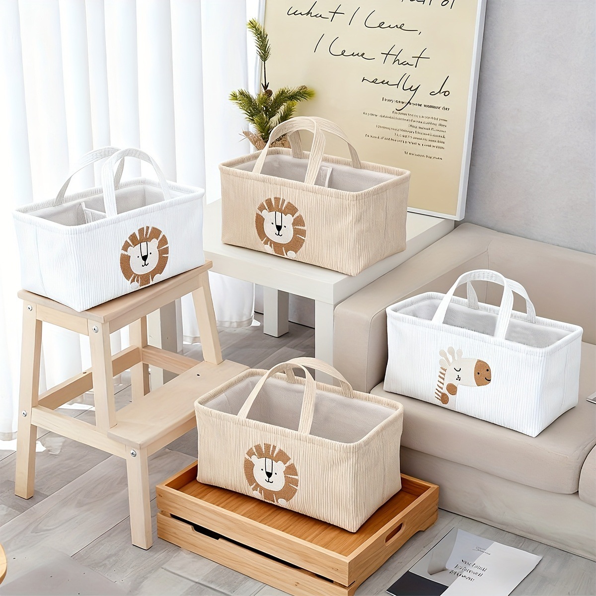 Cute Lion Diaper Caddy Foldabl - Baby Nursery Organiser avis et prix