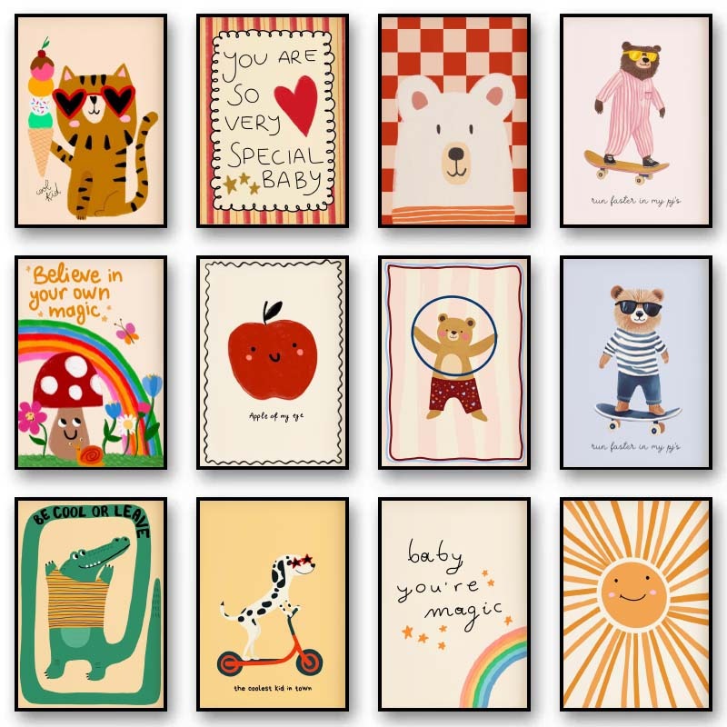 Animals Poster Prints Nordic F - Baby Nursery Pictures avis et prix