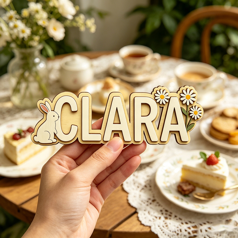 Custom Bunny & Daisy Kids Name - Baby Nursery Name avis et prix