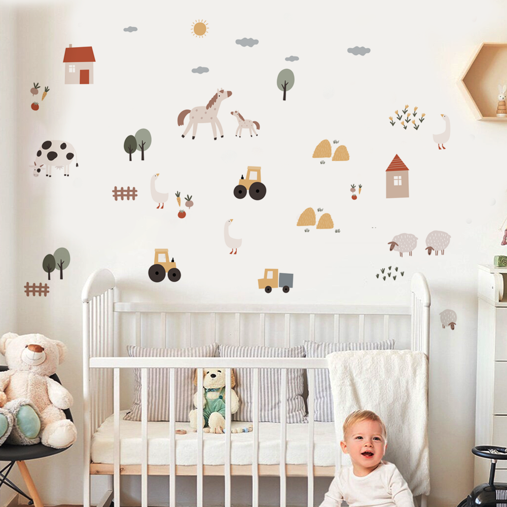 Boho Cartoon Cute Cows Farm An - Baby Nursery Products avis et prix