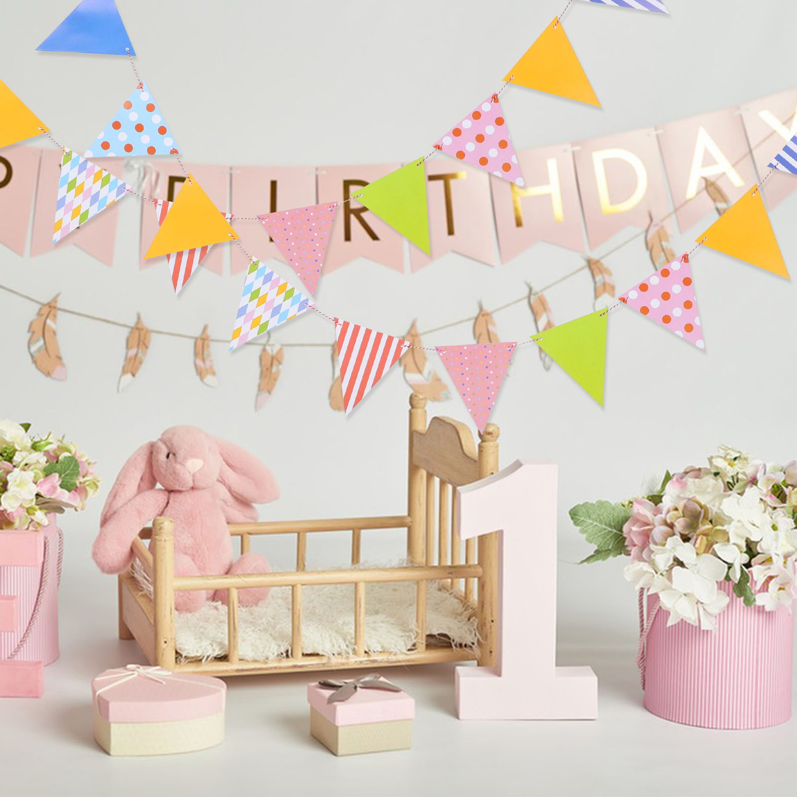 Triangle Paper Bunting Flags G - Baby Nursery Garland avis et prix