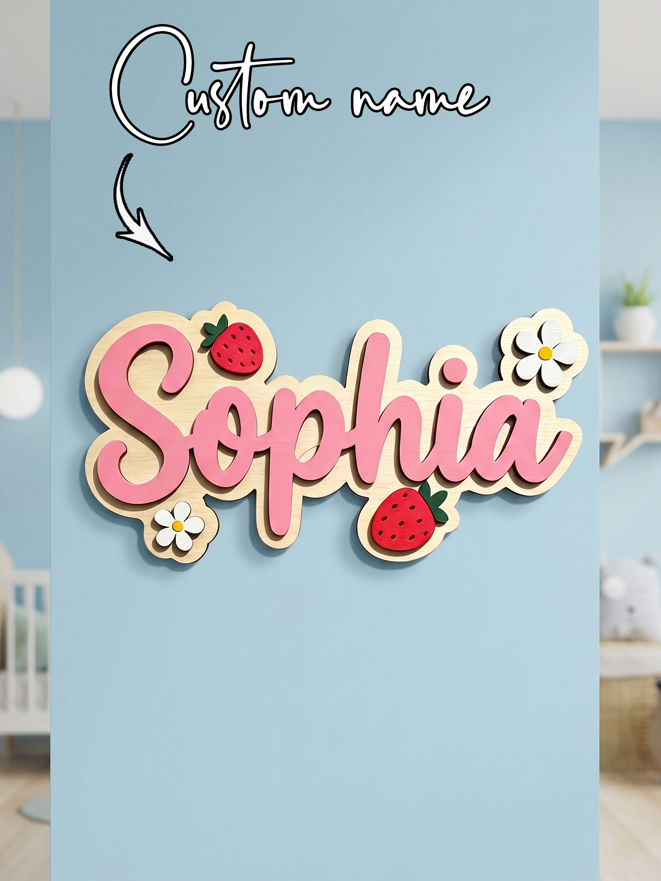 Custom Name Strawberry Daisy W - Baby Nursery Name avis et prix