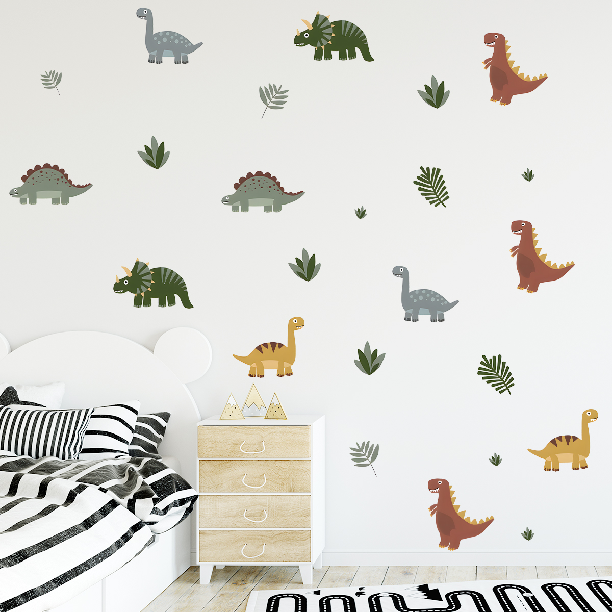 Cartoon Cute Dinosaur Leaf Ani - Baby Nursery Labels avis et prix