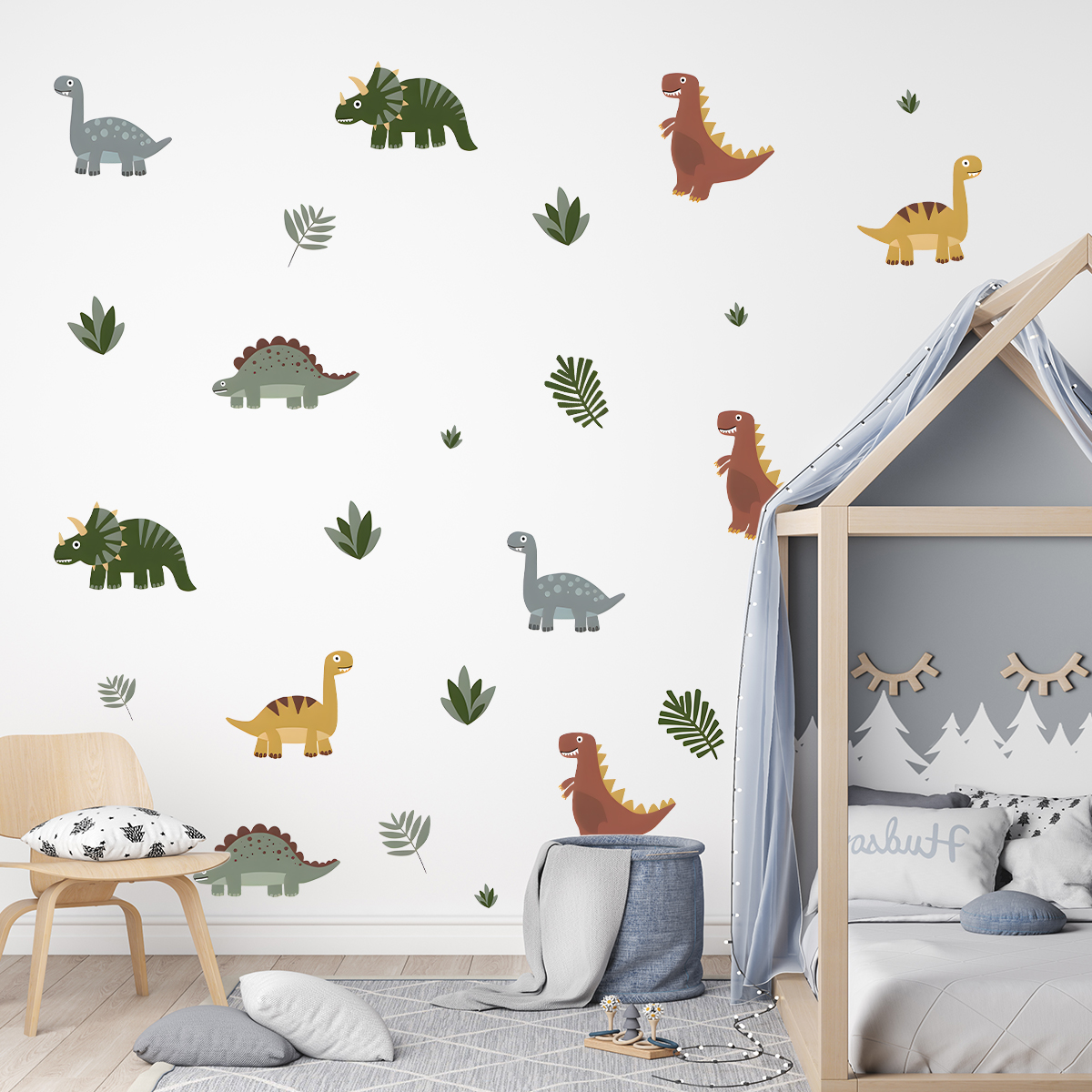 Cartoon Cute Dinosaur Leaf Ani - Baby Nursery Labels avis et prix
