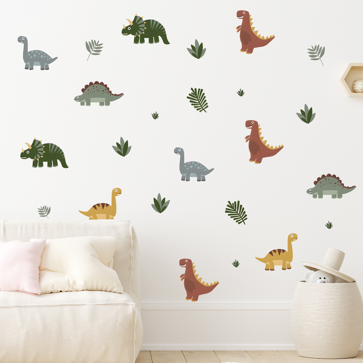 Cartoon Cute Dinosaur Leaf Ani - Baby Nursery Labels avis et prix