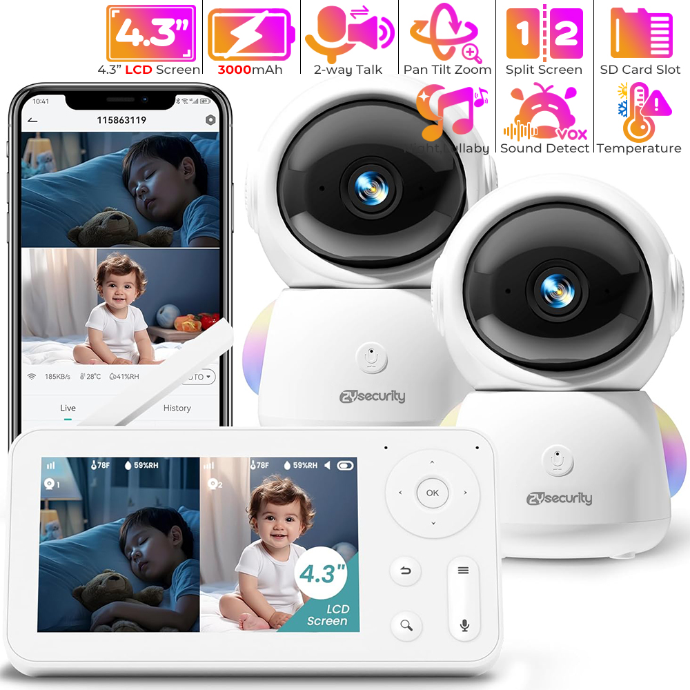 2K Baby Monitor with 2 Cameras - Baby Nursery Pictures avis et prix