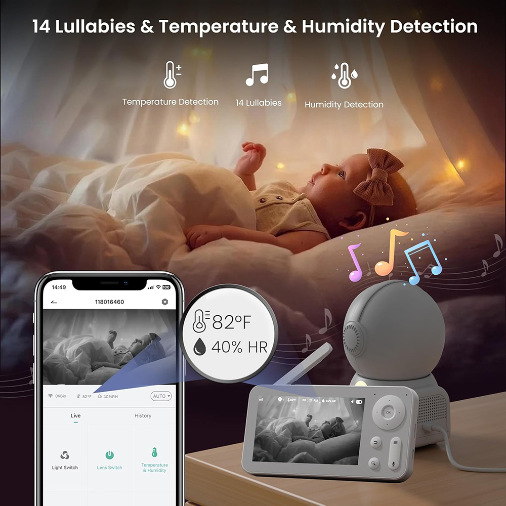 2K Baby Monitor with 2 Cameras - Baby Nursery Pictures avis et prix